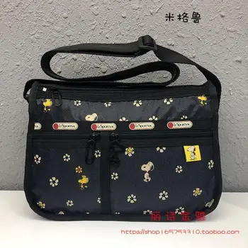 Lesportsac Новый Kawaii Sanrio Hello Kitty Snoopy Практичная многослойная диагональная сумка через плечо Водонепроницаемая сумка Игрушки для девочек