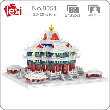 Lezi 8051 World Architecture Снежная башня Императорского дворца Мини Алмазные блоки Кирпичи Строительная игрушка для детей Подарок без коробки
