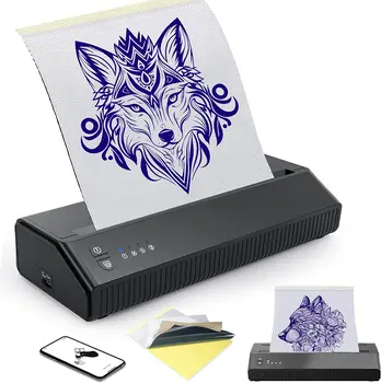 MHT-портативный принтер для шаблонов татуировок, беспроводной термоперенос татуировки, перезаряжаемый принтер, совместимый с телефоном IOS Android
