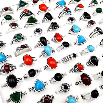 MIXMAX 100 шт./лот, женские кольца разных стилей, модные кольца для девочек цвета античного серебра, подарки для вечеринок Оптом оптом