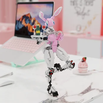 MOC Bunnyed Girl Робот Женский Меха с Винной Тарелкой Гарнир 468 Шт. Механическая Серия Строительные Блоки Игрушки для Взрослых