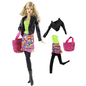 NK One Set Благородное кукольное платье, модное пальто, сумка ручной работы, повседневная одежда для аксессуаров для куклы Барби, Лучший подарок для детских игрушек