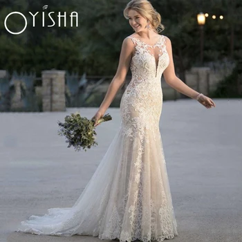 OYISHA, Сексуальное свадебное платье с кружевными аппликациями, свадебные платья 