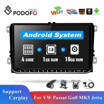 Podofo 2 Din Android Авторадио GPS Для VW/Фольксваген Шкода Октавия Гольф 5 6 Touran Passat B6 Поло Jetta Carplay Автомобильный Мультимедийный
