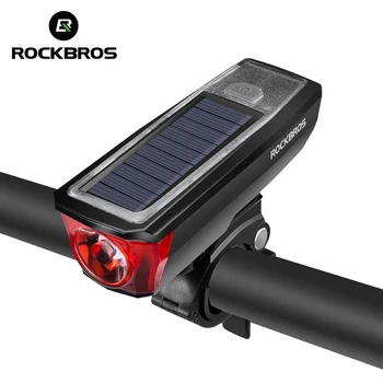 ROCKBROS Велосипедный Фонарь 2000 мАч Велосипедный Рожок Солнечная USB Зарядка Фары 120 дБ Электронный Звонок Умный Датчик Велосипедный Фонарик
