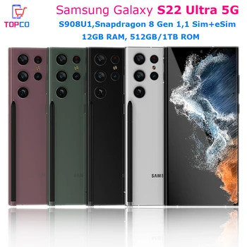 Samsung Galaxy S22 Ultra 5G S908U1 512 ГБ / 1 ТБ Оригинальный Мобильный телефон Snapdragon 8 Gen1 Восьмиядерный 6,8 
