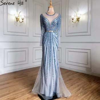 Serene Hill Blue, мусульманская Русалка, Элегантные вечерние платья, платья 2023, Роскошные, расшитые бисером, для женщин, вечеринка LA71374
