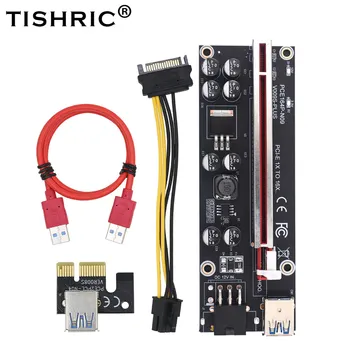 TISHRIC Riser 009S Plus PCI E 1X Карта GPU PCI Express От 1X До 16X Адаптер Расширения 60 СМ USB3.0 PCIE Riser Для Майнинга Видеокарт