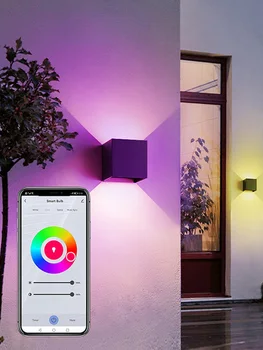 Tuya Smart WiFi LED Cube Настенный Светильник RGBCW Outdoor Indoor APP Водонепроницаемое Бра С Регулируемой Яркостью Для Сада Работа с Alexa Google Home