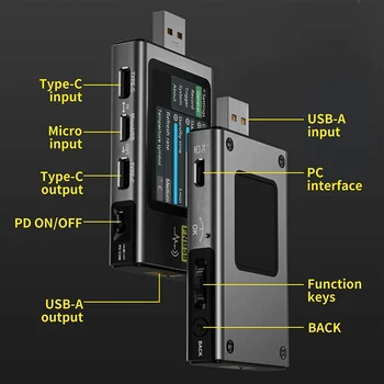 USB-тестер FNB58, цифровой вольтметр, тестер тока, протокол быстрой зарядки USB Type-C, обнаружение срабатывания питания PD, Макс 7A
