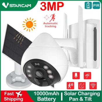 Vstarcam 3MP Наружная Солнечная Панель IP-Камера 1296P Wifi Ptz Smart Battery Low-powe Камера Полноцветного ночного видения IP66 Водонепроницаемая