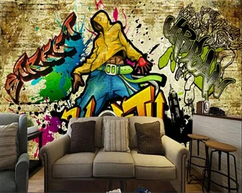 wellyu Пользовательские обои 3d фреска ретро уличное граффити личность бар KTV инструментальная стена гостиная спальня фреска 3d обои