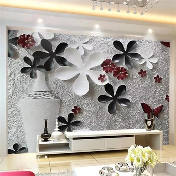 wellyu Пользовательские обои 3D фреска Европейский цветочный рельефный ТВ фон настенная смола гостиная декоративная роспись обоев