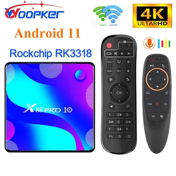 Woopker Android 11 TV BOX 2,4 G/5,8G Двойной Wifi 16G 32G 64G 4K X88Pro 10 Smart TV Ресивер Медиаплеер Телеприставка X88 Pro