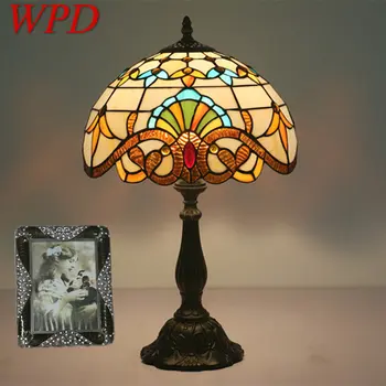 WPD Современная настольная лампа Tiffany LED Креативный Ретро Европейский настольный светильник из витражного стекла Декор для дома Гостиной Спальни
