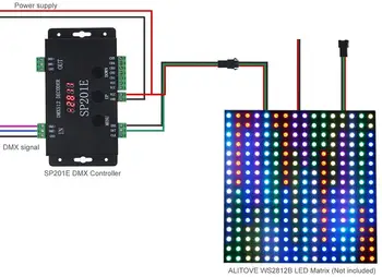 WS2812B WS2811 DMX-SPI Контроллер-Декодер, С 99 Цветовыми Режимами, SP201E 5-Канальный DMX 512 RGB WW Декодер-контроллер для SK6812