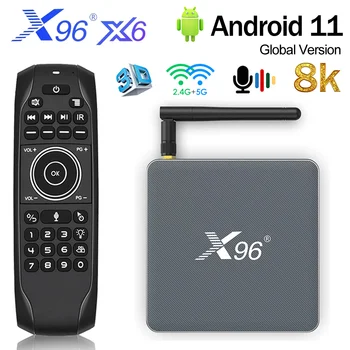 X96 X6 TV Box Android 11,8 ГБ оперативной ПАМЯТИ 128 ГБ RK3566 Поддержка 4K 2T2R MIMO Двойной Wifi 1000M 4G 64GB 32GB Медиаплеер Smart Set Top Box