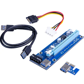 XT-XINTE Ver006 PCI-E Riser Card Адаптер PCIE от 1X до 16X Удлинитель с 60 см Кабелем USB 3.0 от 15pin SATA до 4pin Шнур Питания