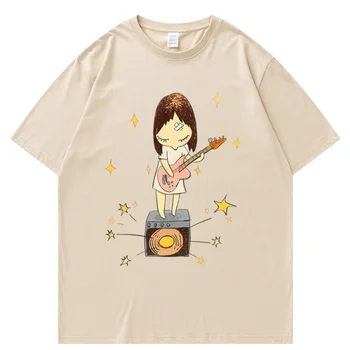 Yoshitomo Nara Guitar Летняя мужская хлопчатобумажная футболка Летняя Новая мужская футболка Женская Повседневная футболка оверсайз с коротким рукавом Мужская одежда