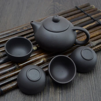 Zisha Чайный Сервиз Китайский Фиолетовый Глиняный чайник Набор для заварки чая Чайная чашка ручной работы Бесплатная Доставка