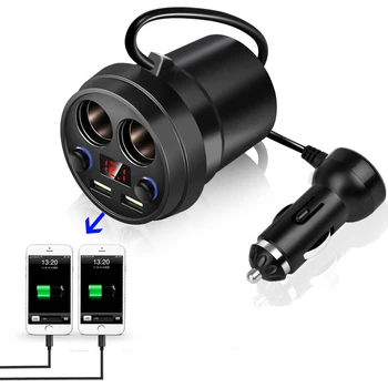 Автомобильное зарядное устройство 2 USB DC / 5V 3.1A, переходник для розетки, Разветвитель прикуривателя, Зарядные устройства для мобильных телефонов Со светодиодным дисплеем напряжения
