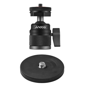 Адаптер с шаровой головкой Andoer двойного назначения, винт 1/4 дюйма с возможностью поворота на 360 ° с небольшим магнитным основанием для спортивных камер