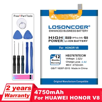 Аккумулятор LOSONCOER 4750 мАч HB376787ECW для аккумулятора мобильного телефона Huawei Honor V8 ~ В наличии