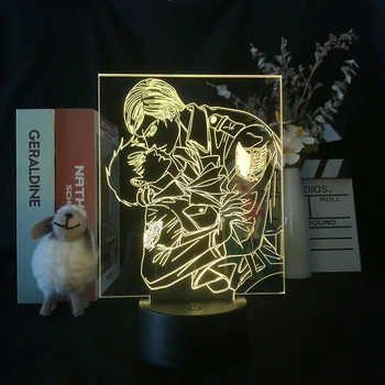 Аниме 3D Лампа Attack on Titan Levi Ackerman Светодиодный Ночник Rivaille Nightlight Декор Спальни Настольная Иллюзия Lampara Manga Подарки