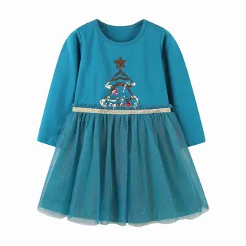 АОСТА БЕТТИ, Осенняя Рождественская елка, сетчатая юбка с длинным рукавом для девочек, детская одежда, Детские кружевные повседневные платья от 2 до 7 лет