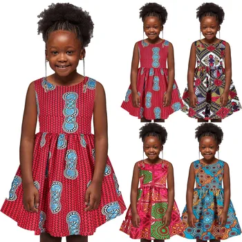 Африканское платье для малышей, платье без рукавов в традиционном стиле Дашики для маленьких девочек, Платья принцессы Анкары, повседневная одежда, Vestidos