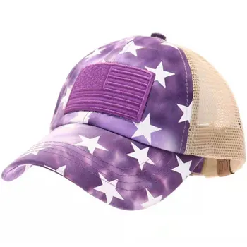 Бейсболка с вышивкой флага США крест-накрест и конским хвостом, женская сетчатая кепка с принтом для дальнобойщиков, Летняя хип-хоп бейсболка Snapback, Спортивные шапки
