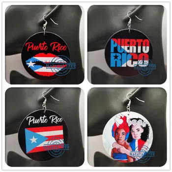 Бесплатная доставка! Круглые деревянные серьги из Пуэрто-Рико