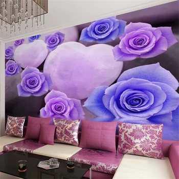 Большая фреска beibehang гостиная спальня диван ТВ фоновые обои Новая фиолетовая роза нестандартных размеров papel de parede