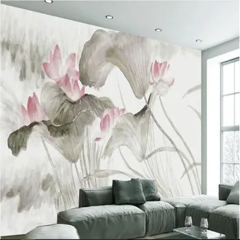 большие фрески wellyu на заказ атмосферная простая минималистская живопись Китайская живопись lotus Китайский телевизор фоновые обои