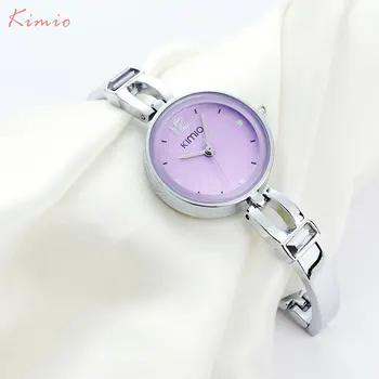 Бренд KIMIO женские кварцевые часы, женские часы-браслеты, модные аналоговые женские наручные часы, розово-красный ремешок из сплава, подарочные часы