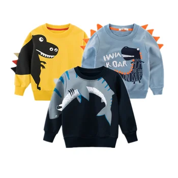 Брендовая весенняя детская одежда с принтом мультяшных животных, толстовка с динозавром для мальчиков 2-8 лет, одежда с длинными рукавами, топы