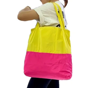 Бытовая двухцветная складная хозяйственная сумка, Многоразовая продуктовая сумка большой емкости для покупок на улице