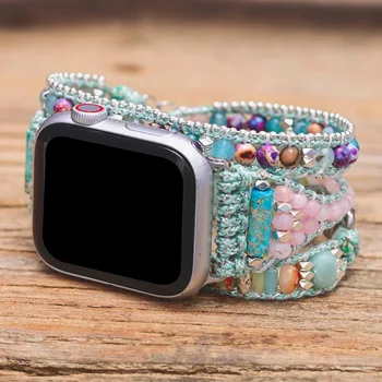 Великолепный Ремешок Для Apple Watch Из Натурального Камня, Веганский Мятно-Зеленый Ремешок Для Смарт-Часов, Высококачественный Ремешок Для Apple Watch Оптом и по Прямой Ссылке