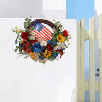 Венок для входной двери Тонкой работы, яркий цвет, венок для вечеринки в честь Дня независимости США, декор для двери, товары для дома