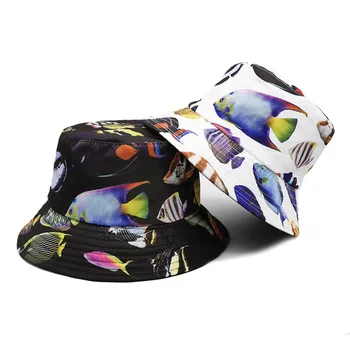 Весенне-летние кепки-ведра с подводным животным принтом для мужчин и женщин Европа и Америка Мода Открытый солнцезащитный козырек Солнцезащитная шляпа