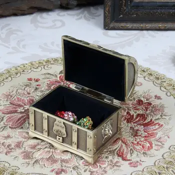 Винтажная Металлическая шкатулка для драгоценностей Из цинкового сплава, маленькая коробка для хранения ювелирных изделий, Пиратская шкатулка с сокровищами, Вместительный держатель для ювелирных изделий, подарочный футляр