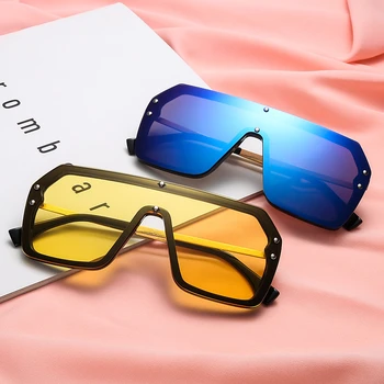 Винтажные квадратные солнцезащитные очки, женская мода, солнцезащитные очки с негабаритным дизайном, Женские Мужские Ретро-черные Градиентные очки в большой оправе Oculos De Sol