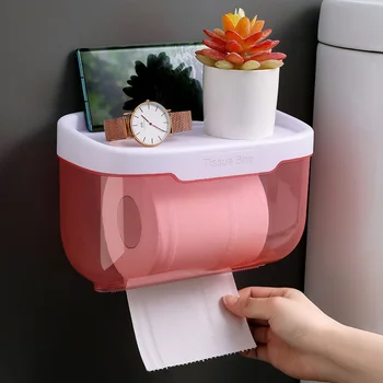 Водонепроницаемый Настенный держатель для туалетной бумаги, Полка для хранения салфеток в ванной, Самоклеящийся держатель для рулонной бумаги для телефона, Товары для дома