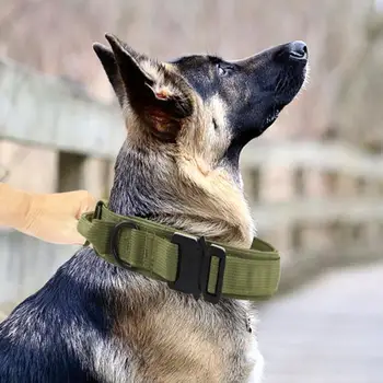 Военно-тактический ошейник для собак, Немецкие ошейники для собак средних и больших размеров, для обучения ходьбе, Съемный ошейник с ручкой для управления собакой