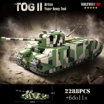Военные строительные блоки для тяжелого танка времен Второй мировой войны British TOG II, Немецкие Танки Panzer VIII Maus, Армейское оружие, Кирпичи, Детские игрушки, Подарки