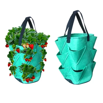 Войлочная нетканая сумка для клубники с 10 отверстиями, сумка для выращивания садовых цветов, сумка для выращивания растений, антенна, 3 галлона, сумка для посадки, садовые принадлежности