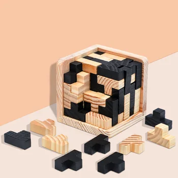 Волшебное ведерко 54 т, Классические блоки, детские творческие развивающие Т-образные сборные блоки, Деревянные декомпрессионные игрушки, 3D пазлы
