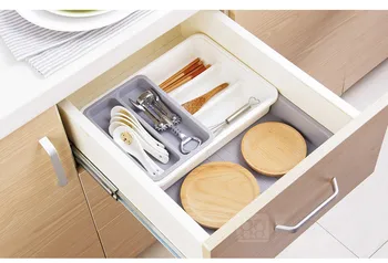 Выдвижной сортировочный ящик кухонный шкаф столовые приборы вилка палочки для еды ложка ящик для хранения пластиковых канцелярских принадлежностей разделение классификационная сетка