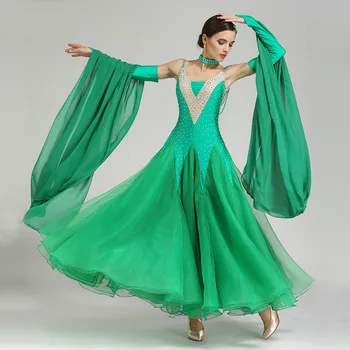 Высококачественные Зеленые синие красные платья для бальных танцев, стандартное платье для бальных танцев, стандартное платье для соревнований, платье для вальса