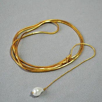 Высококачественные новые модные ожерелья-свитера с подвеской на длинной цепочке из желтой меди для женщин